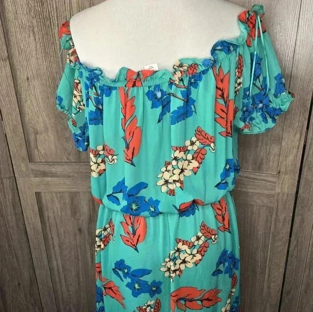 Anthropologie Belle Vere maxi green flower full dress - Picture 6 of 11